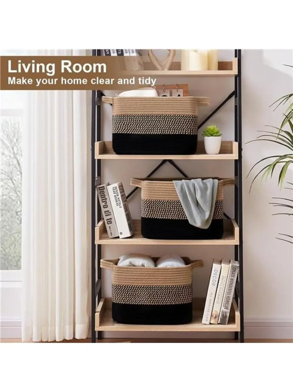 Storage Basket for Organizing Woven Rectangle Bin for Closet Nursery